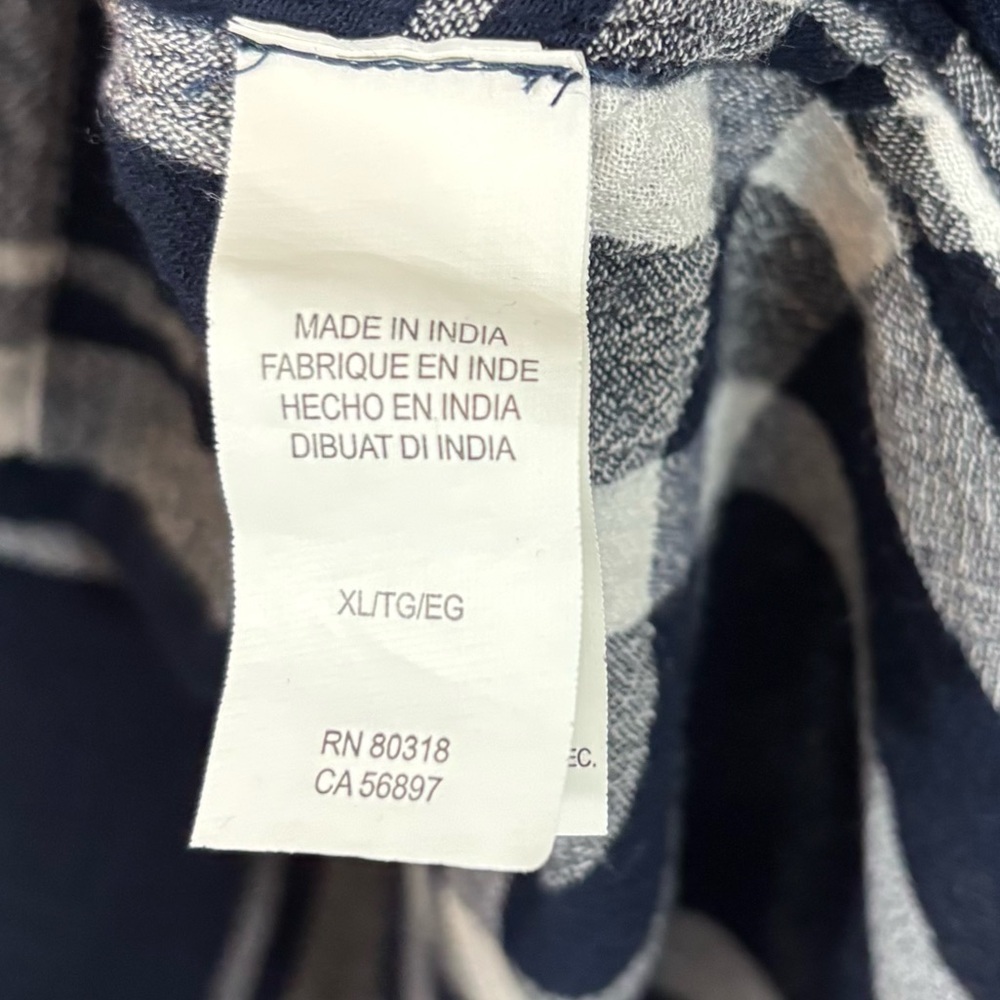Lucky Brand Navy Blue and White Plaid Button Down Shirt - Picture 6 of 7